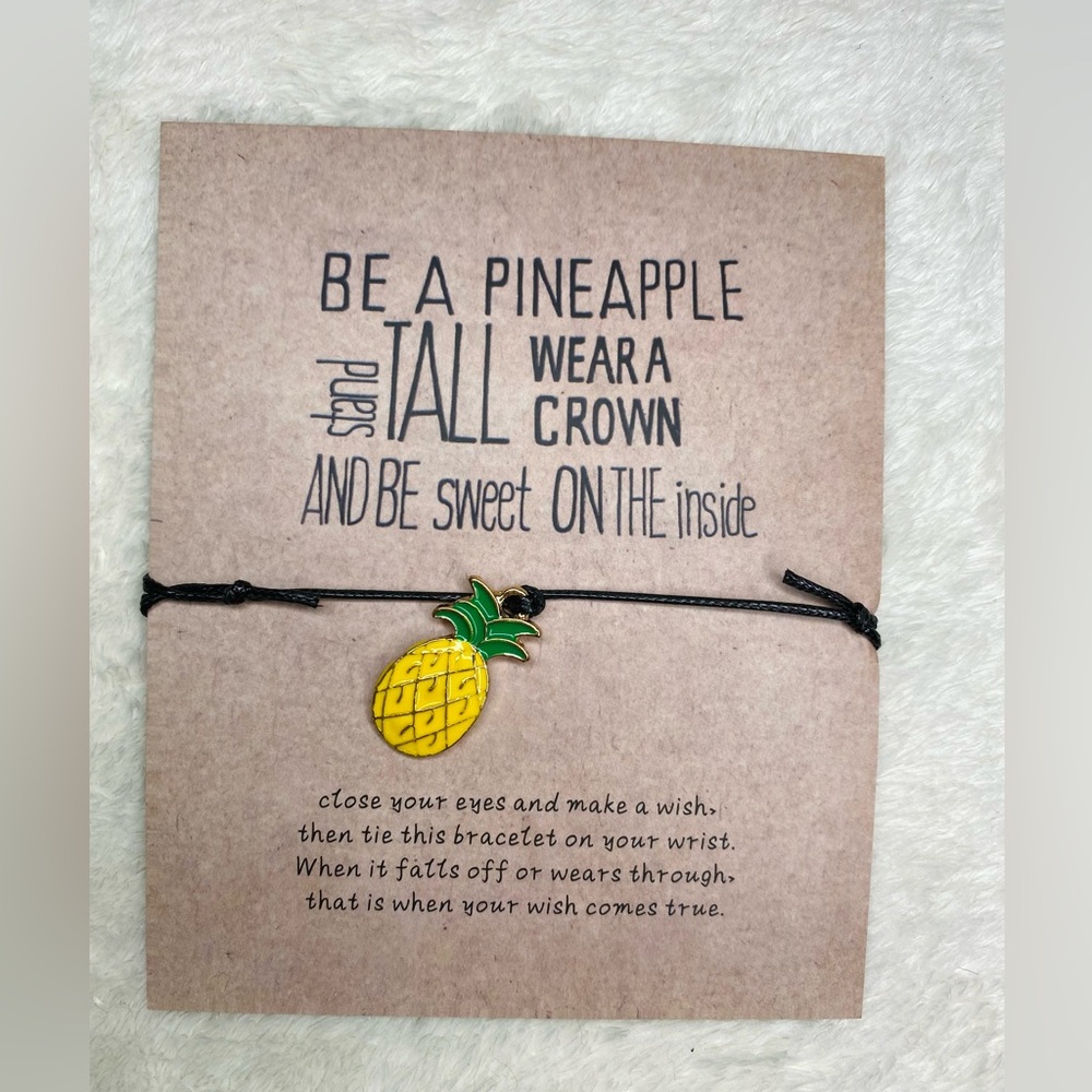 Pineapple Charm Bracelet with card stand tall wear a crown